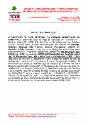 Edital de Convocação Baixada Santista